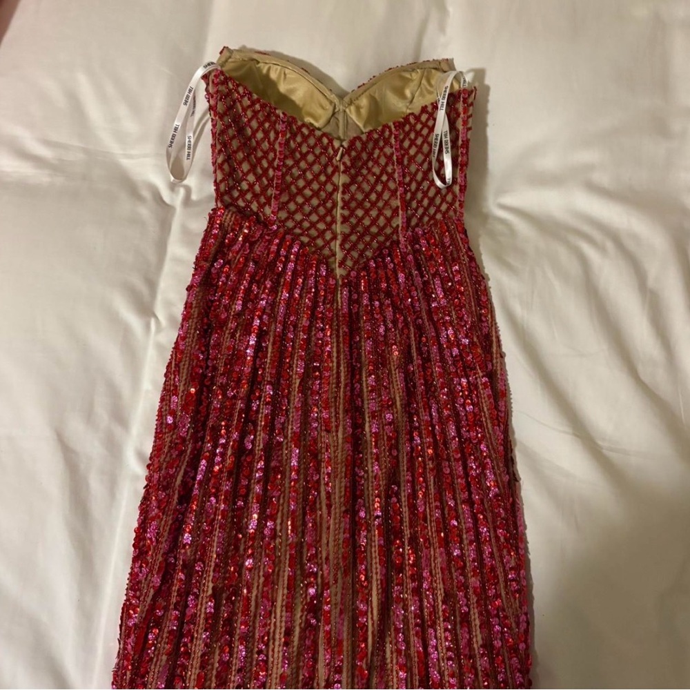 Pink and red Sherri Hill 57065 prom dress size 00 - Picture 5 of 7